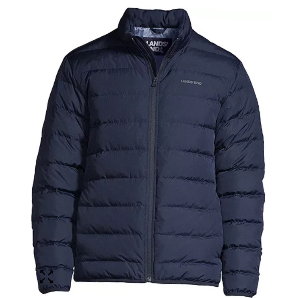 Lands‎ End Mens Navy Blue Puffer Jacket 600 Fill Power Lightweight Size XL NWT